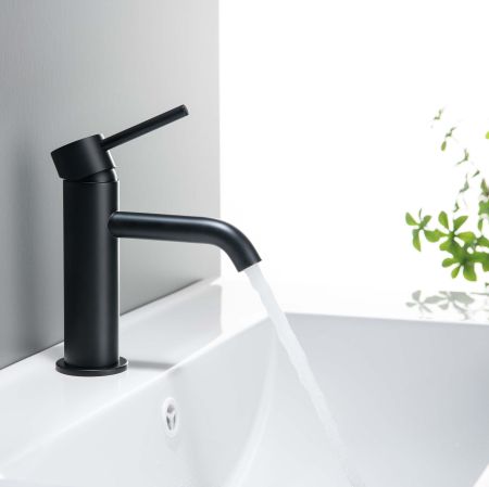 Смеситель для раковины 89, без донного клапана AQUATEK, матовый черный AQ1310MB ЕВРОПА, артикул AQ1310MB