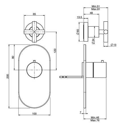 Fima Carlo Frattini Fimatherm Смеситель (Maxima) для душа встроенный, термостатический, 1 запорный вентиль, внешняя часть, цвет: чёрный матовый, артикул F5333X1NS
