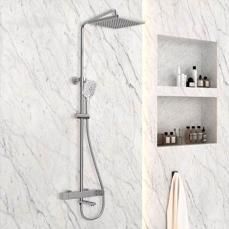 душевые стойки Vincea Душевая стойка Cube VSFS-1C1CH с изливом, хром,, артикул VSFS-1C1CH