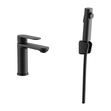 Смеситель для раковины с гигиеническим душем BELZ B12713-7, черный