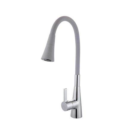 Смеситель для кухни с гибким изливом FASHUN A4153+B17, хром/серый