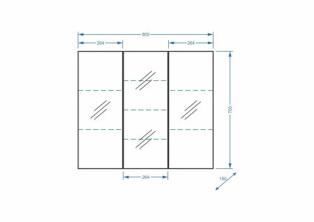 Зеркало-шкаф "Парма 80", 3 дв., артикул SP-00000126
