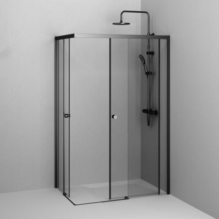 W94G-403-12080-BТ Душевое ограждение X-Joy Square Slide 120х80, черный, прозрачное, артикул W94G-403-12080-BТ