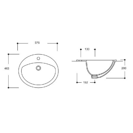 Умывальник GURAL Top 58х46 врезной, артикул TP02TUL01