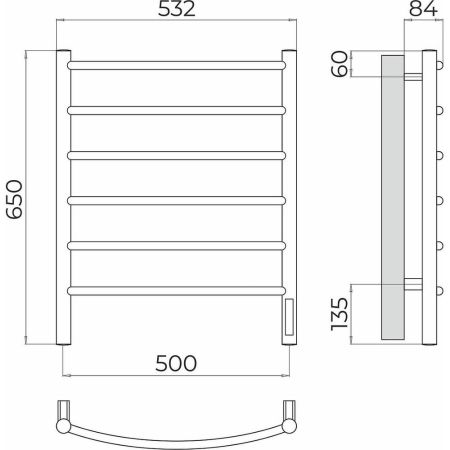 Полотенцесушитель электрический Terminus Классик П6 50х65, артикул 4670078531322
