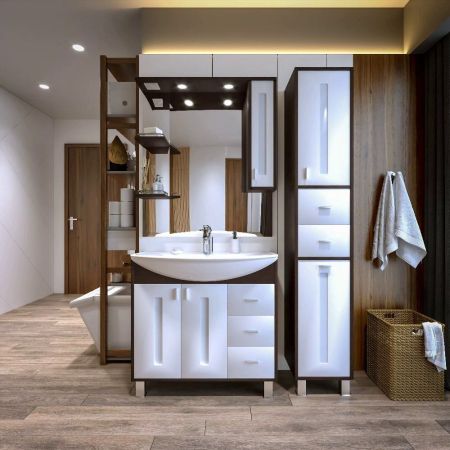 Комплект мебели для ванной Бриклаер БАЛИ 85RV, венге/белый, артикул БАЛИ 85RV