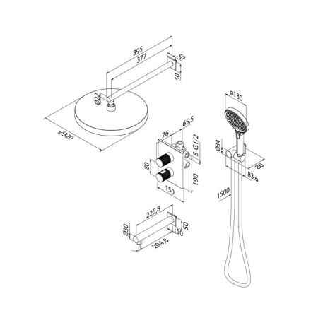 Душевая система IDDIS Duna с тропическим, ручным душем и изливом, термостат, глянцевый хром (DUNSBSTi68), артикул DUNSBSTi68