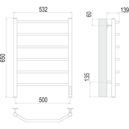 Полотенцесушитель электрический Terminus Виктория П6 50х65, артикул 4670078531193