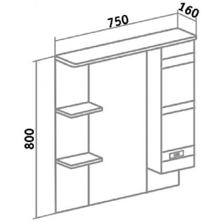 Зеркало со шкафом Runo Турин 75 4620750026707 с подсветкой Белое