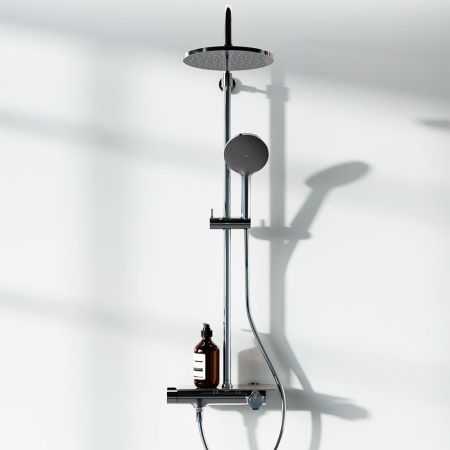 977750000 Jupiter душевая система с душевым ТМС смесителем-полкой, хром, артикул 977750000