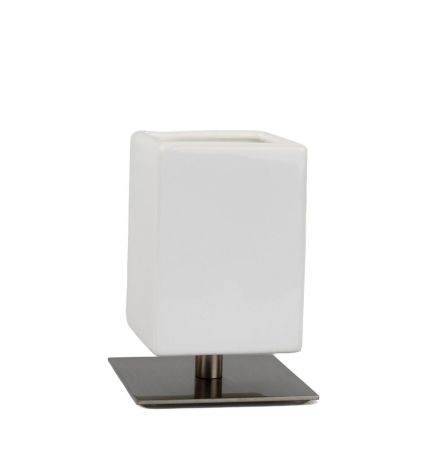 Stil Haus Urania, настольный керамический стакан на ножке, цвет никель сатин - белая керамика, артикул 617(36-BI)