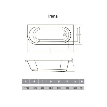 Ванна акриловая правосторонняя Vayer Irena Гл000026132, 170х72, артикул Гл000026132