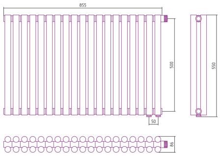 Отопительный радиатор ЭСТЕТ-11 н/ж EU50 500х855 / 19 сек (Матовый БЕЛЫЙ), артикул 30-0312-5019
