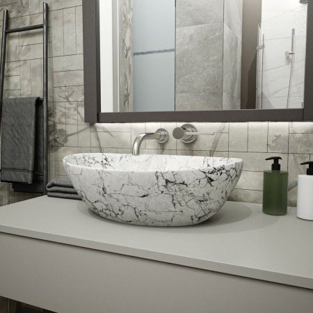 Раковина чаша Maretti EN13NS87-740MR, белый мрамор, артикул EN13NS87-740MR