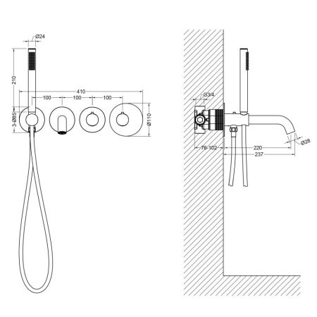 Смеситель встроенный для ванны с душем с термостатом Timo Saona белый матовый (2324/16YSM), артикул 2324/16YSM