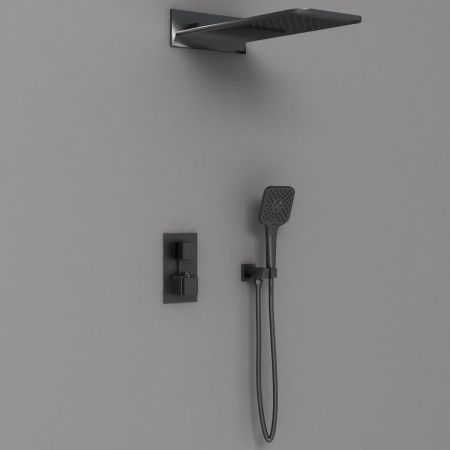 Душевой комплект VSFW-103TMB термостатический встраиваемый, двухрежимный, черный, артикул VSFW-103TMB