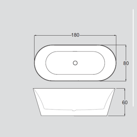 Gruppo Treesse Inka Ванна 180x80xh60 см. овальная  отдельностоящая акриловая, со щелевым переливом, цвет белый глянцевый