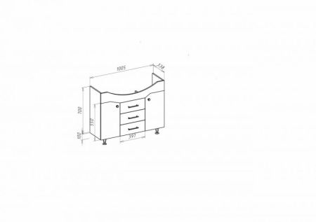 Тумба под раковину Bellezza Джулия 105 4631218000016 Белая, артикул 4631218000016