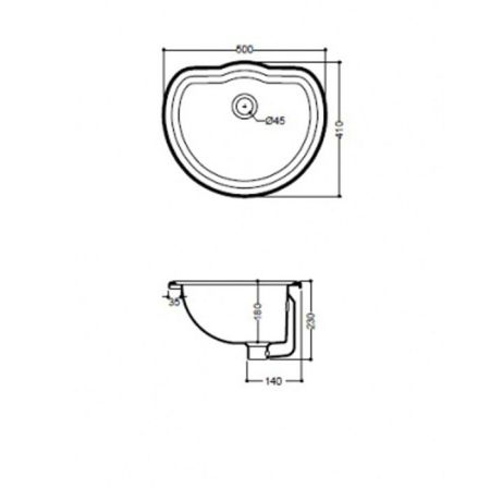 KERASAN Retro Раковина  встраиваемая 50х41см, с переливом, цвет белый