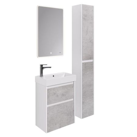 Тумба с раковиной подвесная Dreja Slim 65 см, белый/бетон, артикул 99-0503-com
