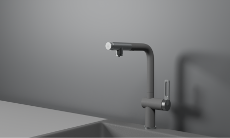 Смеситель для кухни GRANULA с выдвижным изливом и подключением к фильтру (8169, АЛЮМИНИУМ), артикул 8169, АЛЮМИНИУМ