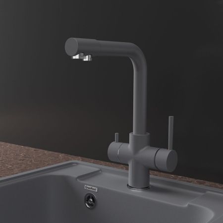 Смеситель для кухни с подключением фильтра GranFestGF-Z-5423, темно-серый