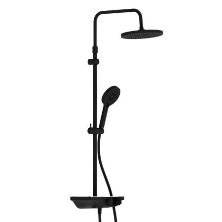947760300 Apollo душевая система с ванно-душевым ТМС смесителем-полкой, черный, артикул 947760300