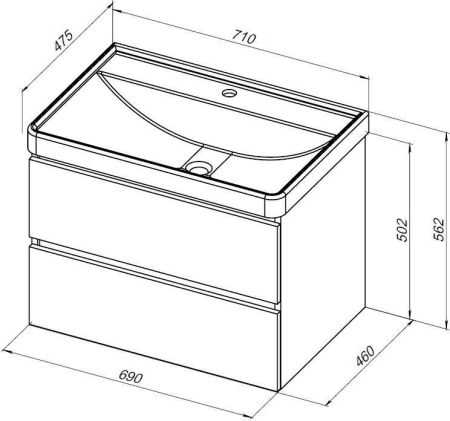 Тумба под раковину Aquanet Вега 2.0 70 маренго, артикул 00337948