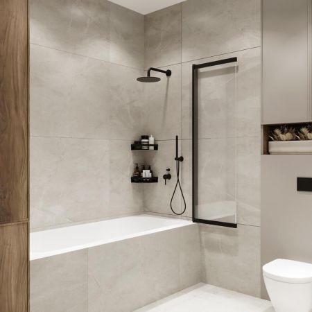 Шторка на ванну слайдер Terminus Ното 150х90, черный, артикул 1CS150х90B