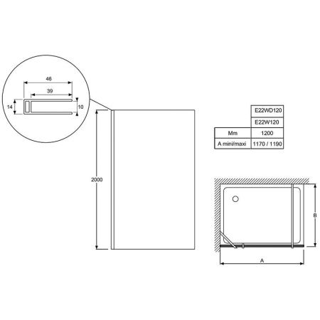 E22WD120-GA ограждение CONTRA фиксированное /120х200/ (матов. стекло), артикул E22WD120-GA
