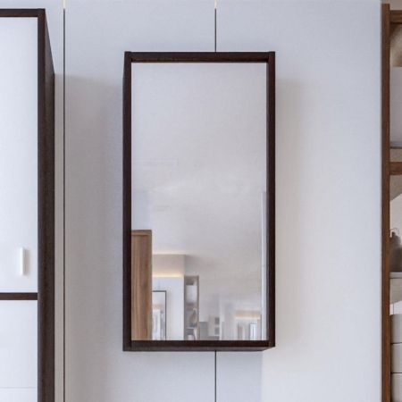 Зеркальный шкаф Бриклаер БАЛИ 40 см правый, венге/белый, артикул 4627125411953