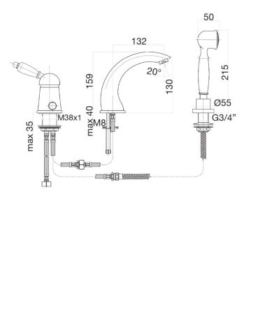 Смеситель на борт ванны Fiore IMPERIAL 83CO5105, хром/золото, артикул 83CO5105