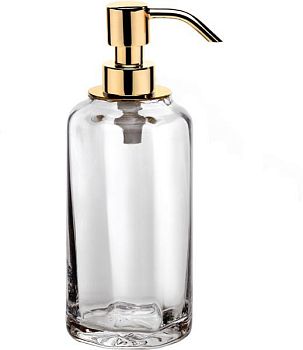 Surya Crystal, дозатор высокий 7х7хh19 см с помпой V5, эффект битого стекла, цвет золото