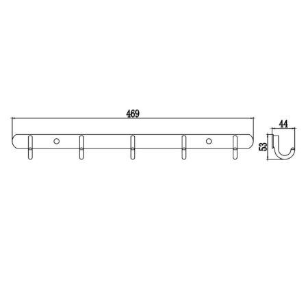 Планка с крючками Savol S-001255, хром, артикул S-001255