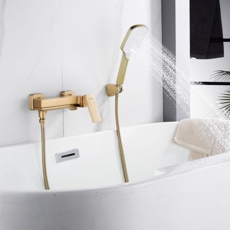 Смеситель для ванны Shevanik S4002G, золотой сатин, артикул S4002G