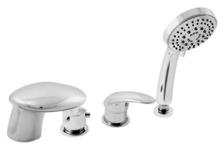 См-ль для ванны на 4- отверстия.Переключатель керамический MD0448.5, душевой шланг с пружиной  2м, артикул D471.5P