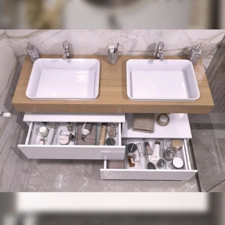 Тумба подвесная без столешницы Velvex Unit tp.UNI.80.1Y белый глянец, 80 см, артикул tp.UNI.80.1Y белый глянец