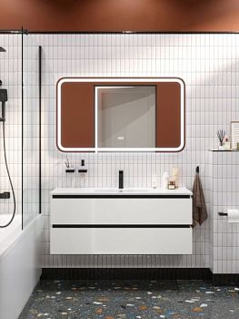 PLANE База под раковину подвесная с двумя выкатными ящиками, Белый глянец, 1000x458x500, PLANE-1000-2C-SO-BL