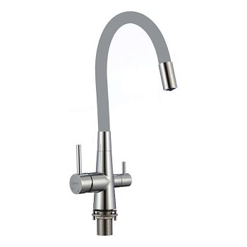 Смеситель для кухни с подключением фильтра воды Fmark FS1062-A04, хром/серый