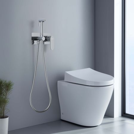 Комплект для гигиенического душа встроенный 2 отв. (смеситель + гигиеническая лейка + шланг) AQUATEK AQ1220CR ОБЕРОН, артикул AQ1220CR