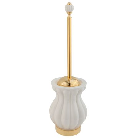 OLIVIA Ершик напольный, керамика белая, золото, артикул 17455