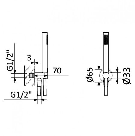 Ручной душ со штуцером-держателем CZR-B-KD-M, артикул CZR-B-KD-M-SR