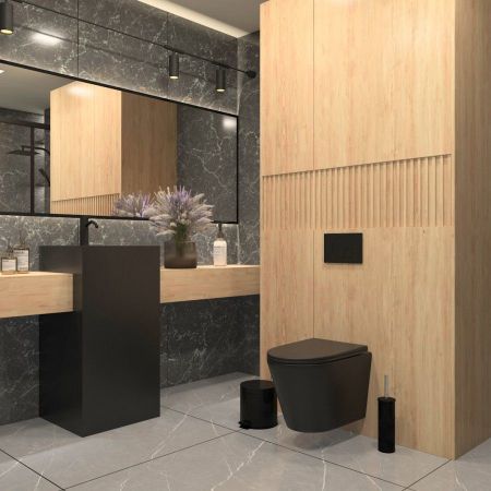 Унитаз подвесной Maretti Florenza безободковый с микролифтом, FL10PBM97-560, черный, артикул FL10PBM97-560