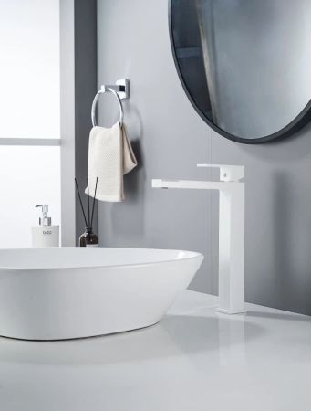 Смеситель для раковины высокий Knotlor KN-24/WY, белый, артикул KN-24/WY