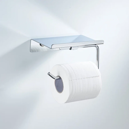 Держатель для туалетной бумаги с полочкой Shevanik SG5705-1, хром