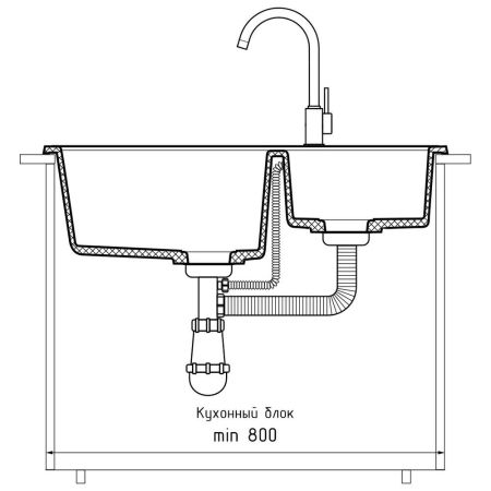 Кухонная мойка GranFest PRACTIK 780K, серый, артикул P-780K серый