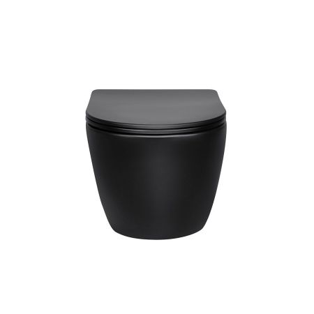 Унитаз подвесной Globo VT1-14SMB безободковый, цвет матовый черный, ультратонкое сиденье soft-close, артикул VT1-14SMB