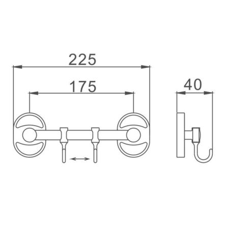 Планка с крючками для полотенец D-Lin D289700-2, хром