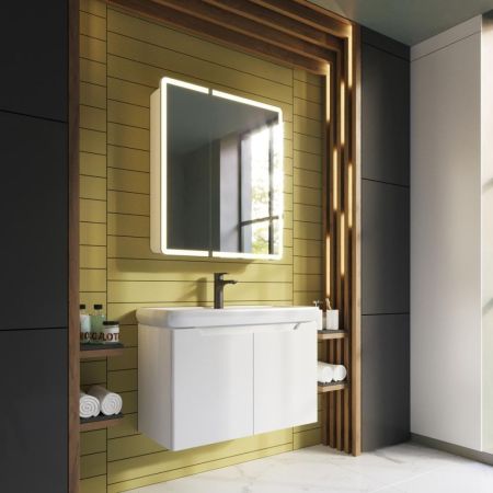 Тумба с раковиной подвесная Dreja Q Plus (D) 70 см, белый, артикул 99-1005-com