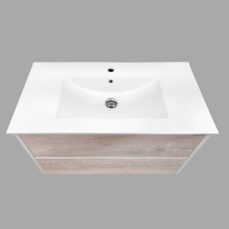 Тумба с раковиной Comforty Женева 90 4137133 подвесная Дуб белый